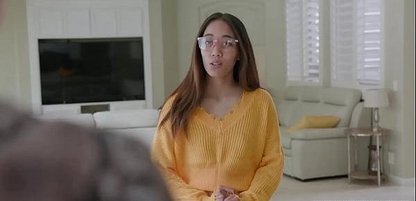  Watch this nerdy Asian teen Aria Skye as she gets an awesome family threesome with her new foster parents named Misha Myn and Eric John.